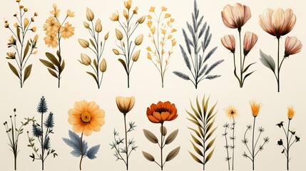 Collection of watercolor plants and flowers with poppies, cornflowers and cereals, made in delicate colors clipart
Concept: art and nature, in botanical books and textbooks, flora and plant growing. - obrazy, fototapety, plakaty