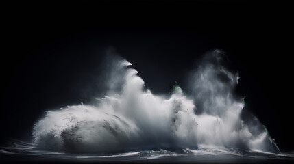 Black and white ocean wave photography with a dark background. - obrazy, fototapety, plakaty