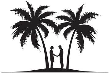 Palm trees silhouette vector set