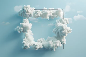 Foto op Plexiglas clouds made of smoke wit frame in center, dreamy cloudscape concept © PixelCharm