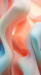 Abstract 3D rendering of a smooth pink and blue shape with a gradient background.