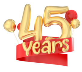 Happy 45th birthday gold balloon