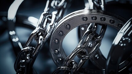 Detailed image of metal handcuffs, suitable for security or law enforcement concepts - obrazy, fototapety, plakaty