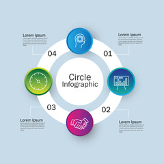 Circular diagram with 4 paper white overlaying elements