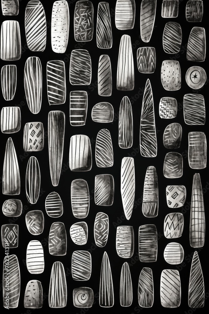 Poster A simple black and white drawing of assorted objects. Suitable for various design projects