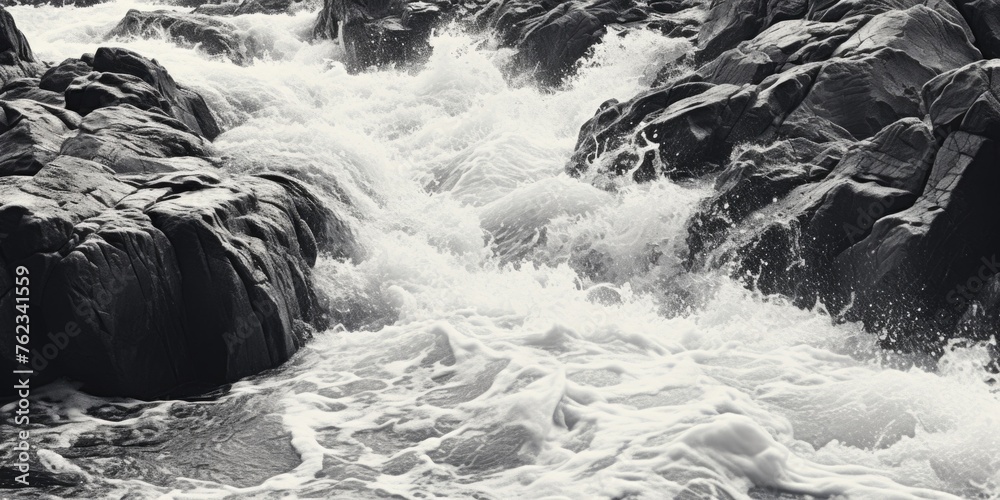 Poster a black and white photo of a stream of water. suitable for various design projects
