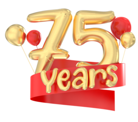 Happy 75th birthday gold balloon