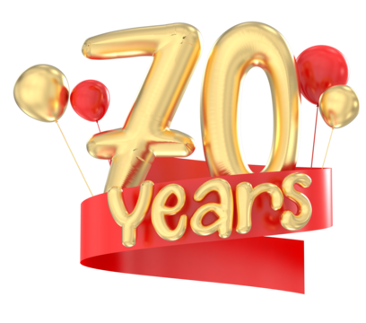 Happy 70th birthday gold balloon - Powered by Adobe