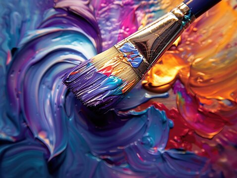  a paintbrush, vibrant colors swirling within its bristles, capturing the joy and passion of its painter Photography style