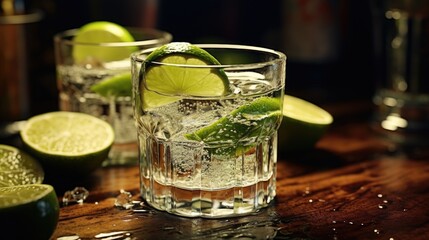 Refreshing glass of water with lime slices, perfect for hydration and summer drinks