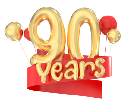 Happy 90th birthday gold balloon - Powered by Adobe
