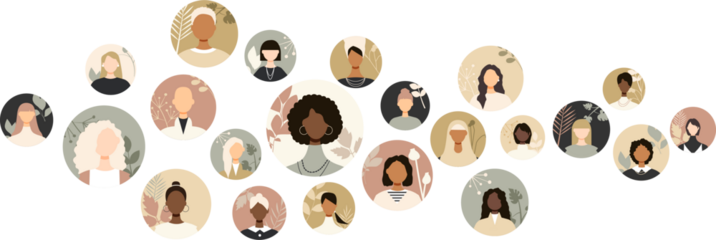 Icons of different women. Modern design.