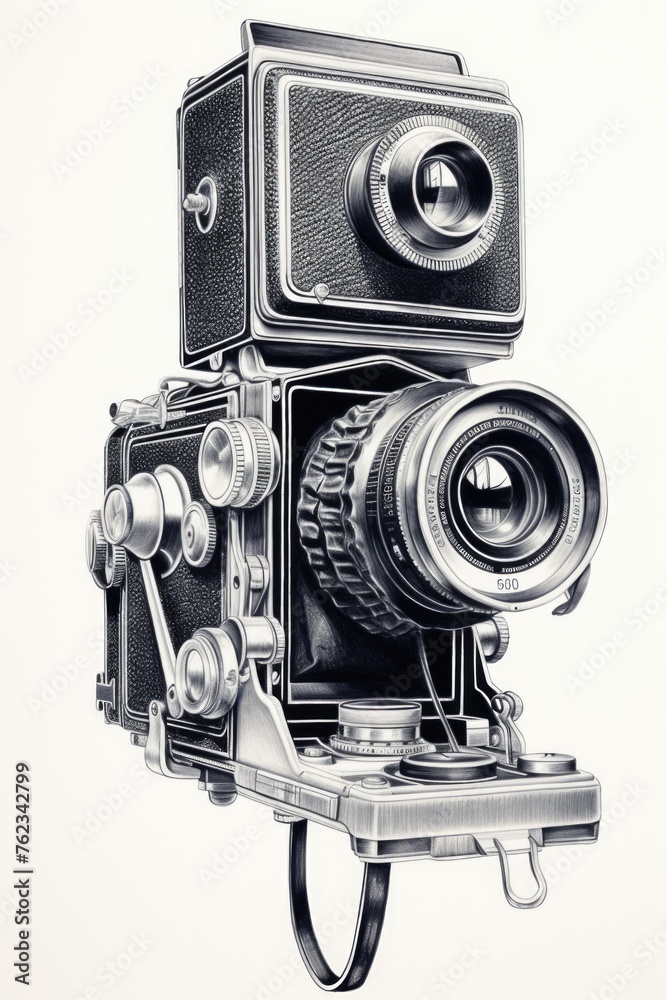 Aufkleber simple black and white sketch of a camera. suitable for design projects