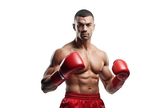 A man wearing boxing gloves posing for a picture. Suitable for sports and fitness concepts