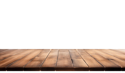 Empty wooden table isolated on transparent background, front view