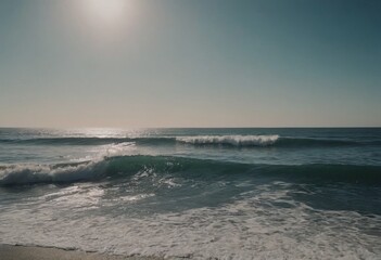 Fototapeta na wymiar Big breaking Ocean wave on a sandy beach on the north shore of Oahu Hawaii
