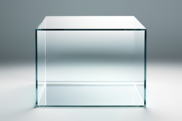 A glass box with a reflection on it. Suitable for business concepts