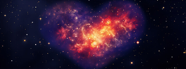 Fototapeta premium Cosmic heart nebula, vibrant colors in space.