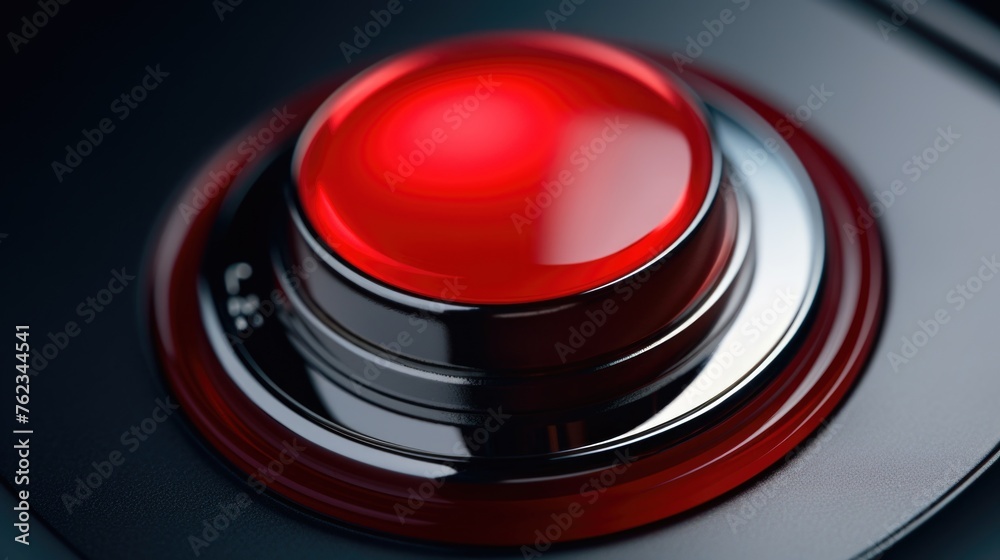 Poster Close up of a red button on a car. Perfect for automotive industry use