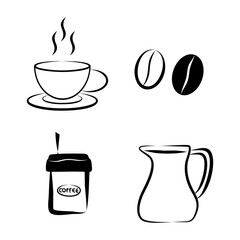 Obraz premium coffee line art illustration collection