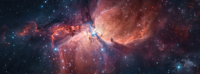Nebula with iridescent glow starry background - obrazy, fototapety, plakaty
