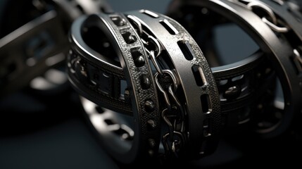 Detailed image of metal bracelets, perfect for jewelry designers - obrazy, fototapety, plakaty