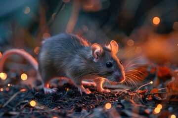 Radiant rat in motion twilight ambiance