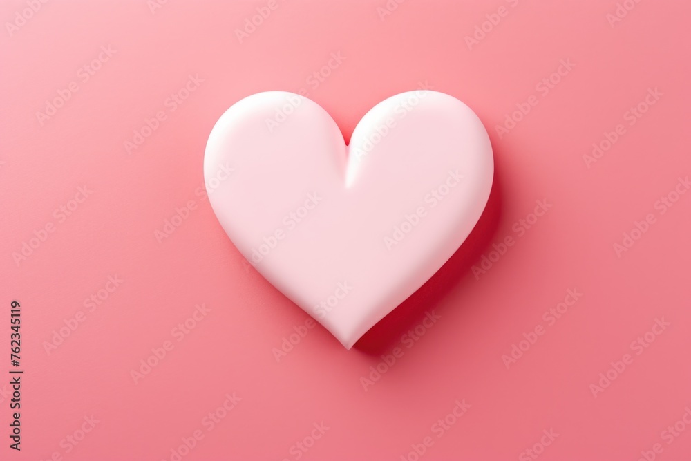 Poster a simple white heart shape on a soft pink background. ideal for romantic concepts and valentine's da