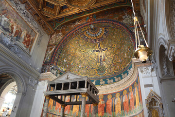 Interior of Basilica of San Clemente in Rome, Italy