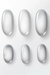 Fotobehang A set of six oval mirrors on a white background. Perfect for interior design concepts © Fotograf