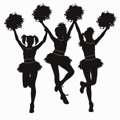 Silhouette of a high school cheerleader with pom poms