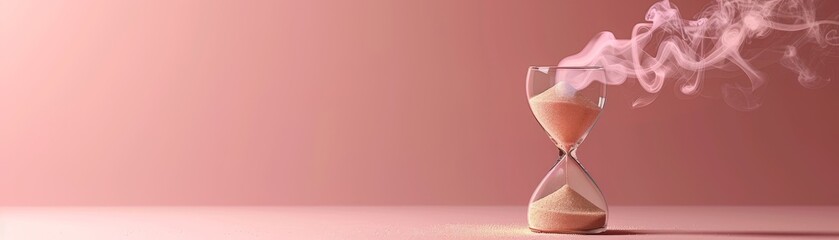 Hourglass with Smoke on Pink Background