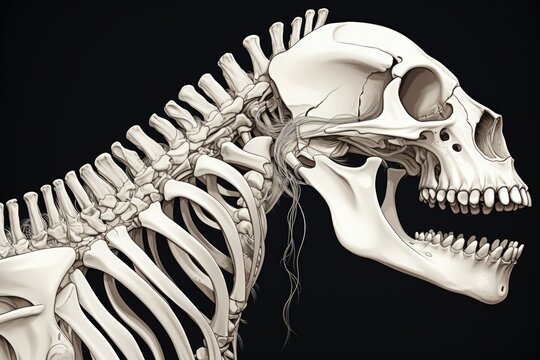 Detailed image of a horse skeleton. Suitable for educational purposes