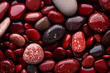 Deurstickers Translucent Red water stones. Ocean zen texture. Generate Ai © juliars