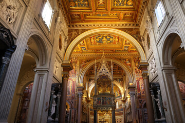 Interior of Basilica of San Giovanni in Laterano in Rome	
