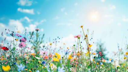 Obraz na płótnie Canvas Colorful meadow with wild flowers
