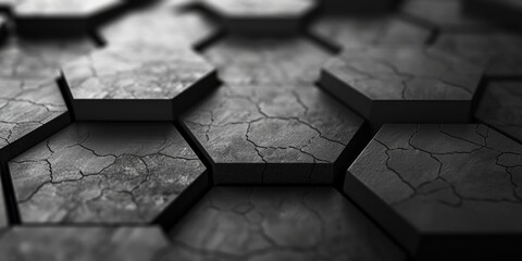 A striking black and white photo of a hexagonal pattern. Perfect for graphic design projects - obrazy, fototapety, plakaty
