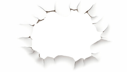 hole in white paper torn isolated on transparent background cutout
