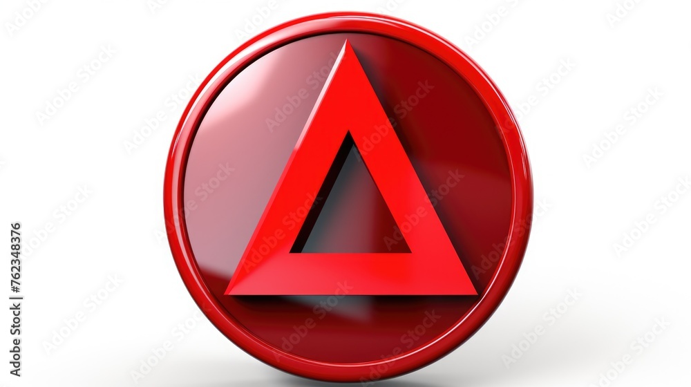 Poster A red sign with a triangle on it. Can be used for safety or caution concepts