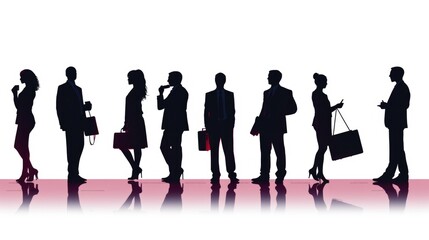 A group of business people standing in a line. Perfect for corporate presentations