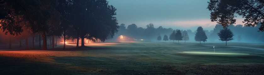 The peacefulness of a golf course at twilight, each hole a story of challenges faced and overcome