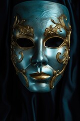 Close up of a mask on a piece of cloth, suitable for design projects - obrazy, fototapety, plakaty