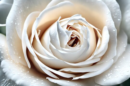 A captivating scene featuring the pure beauty of a white rose with gracefully arranged petals, rendered in high-definition