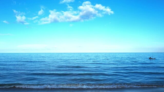 Ocean background and sea water and clear sky. For summer vacation ideas The nature of the beach and summer sea with the sun shining on the sea sparkling against the blue sky.	
