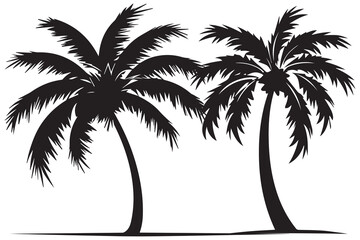 black silhouette Palm trees vector set