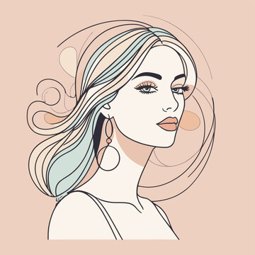 recommend clip art: Woman line art portrait illustration vector design
