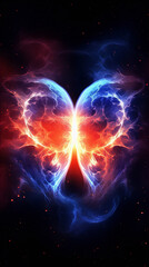 The image is a glowing pink heart in space.