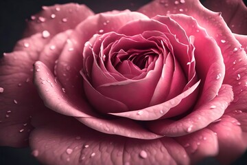 A mesmerizing scene featuring a pink rose and its petals, beautifully rendered in rich