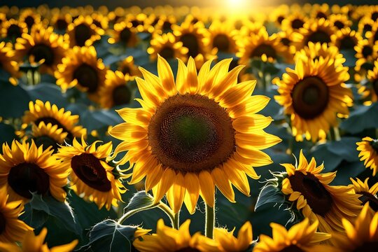 A picturesque image capturing the warmth and beauty of a sunflower, its petals glowing in detailed