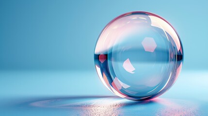 Sphere of glass with a glossy surface. Abstract background.